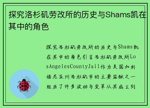 探究洛杉矶劳改所的历史与Shams凯在其中的角色